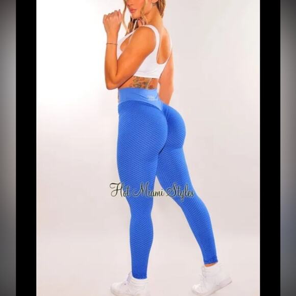 Blue Textured Leggings - Picture 1 of 6